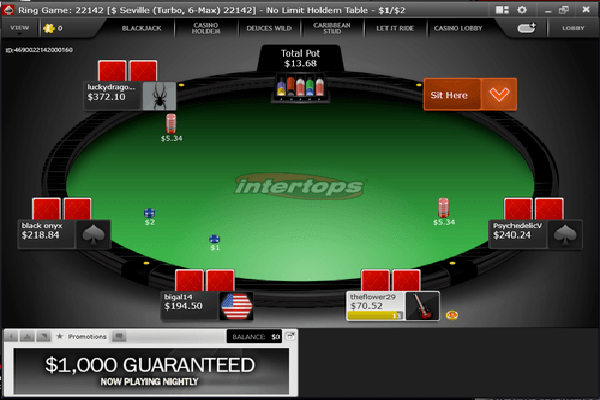Intertops Poker screen shot