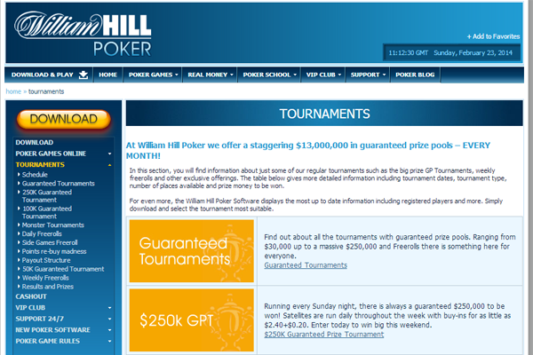 William Hill Poker screen shot